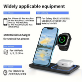 Ultra-Fast 15W Foldable 3 in 1 Wireless Charging Dock for iPhone iWatch Airpod